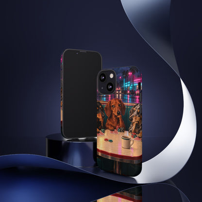 All-Night Aces iPhone Tough Case | dachshund poker