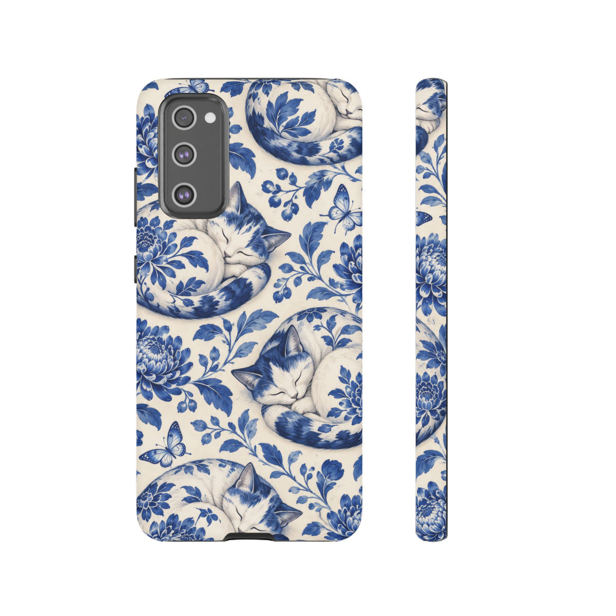 Porcelain Paws Samsung Galaxy Tough Case | blue cat pattern