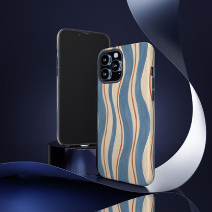 Blue Wavy Stripe iPhone Tough Case | Riviera Ribbons
