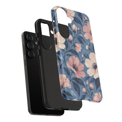 Dusk Blossom Samsung Galaxy Tough Case | Pink & Ivory Floral on Blue