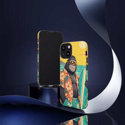 Banana Break iPhone Tough Case | Retro Surf Gorilla Art
