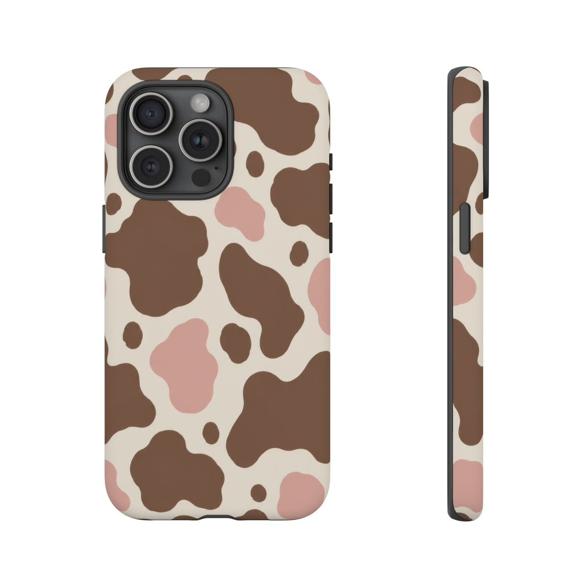 Mocha Blush iPhone Tough Case | Brown & Pink Cow Print