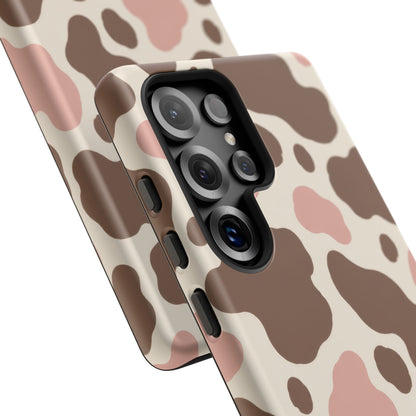 Mocha Blush Samsung Galaxy Tough Case | Brown & Pink Cow Print