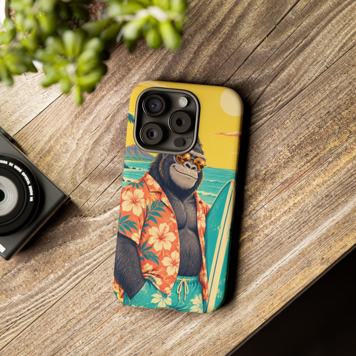 Banana Break iPhone Tough Case | Retro Surf Gorilla Art