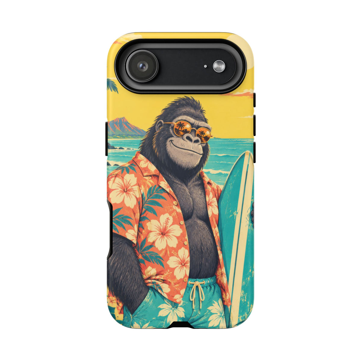 Banana Break iPhone Tough Case | Retro Surf Gorilla Art
