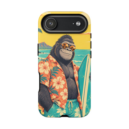 Banana Break iPhone Tough Case | Retro Surf Gorilla Art