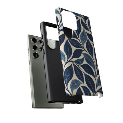Indigo Folia Samsung Galaxy Tough Case | Indigo & Ivory Leaf Pattern