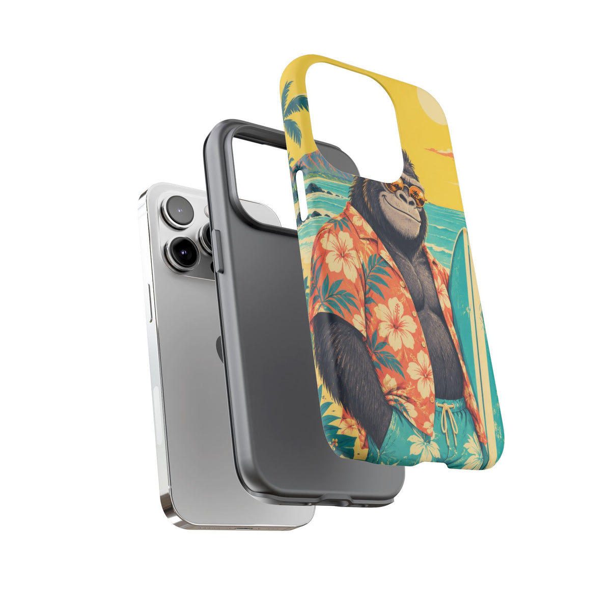 Banana Break iPhone Tough Case | Retro Surf Gorilla Art