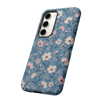 Blue Meadow Samsung Galaxy Tough Case | Pink & Ivory Floral on Blue