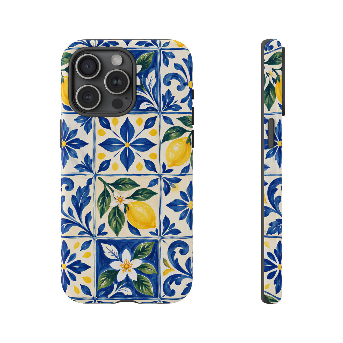 Blue Lemon Tile iPhone Tough Case | Azulejo Orchard