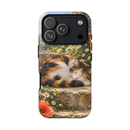 Garden Nap iPhone Tough Case | calico cat