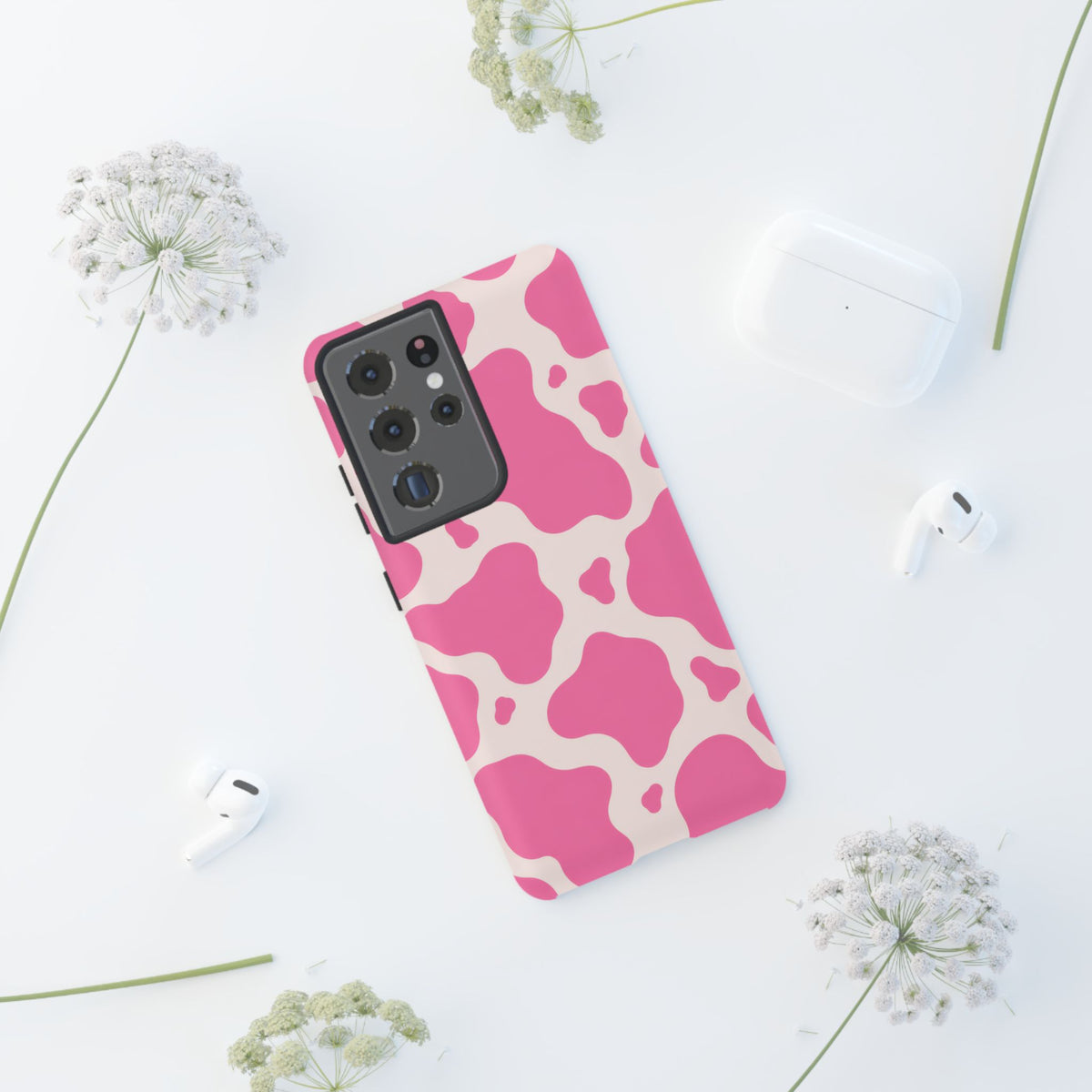 Strawberry Milk Samsung Galaxy Tough Case | Pink Cow Print