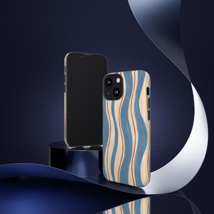Blue Wavy Stripe iPhone Tough Case | Riviera Ribbons