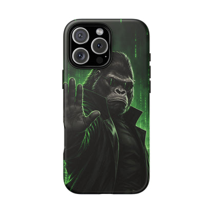 Cyberpunk Gorilla iPhone Tough Case | Neon Code Silverback