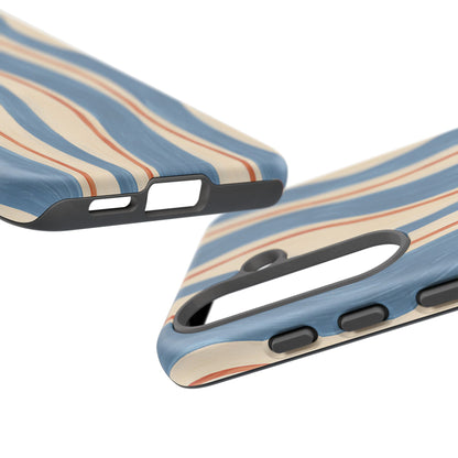 Blue Wavy Stripe Samsung Galaxy Tough Case | Riviera Ribbons