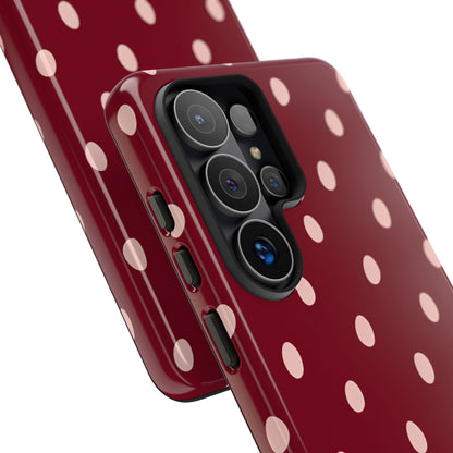Burgundy Polka Dot Samsung Galaxy Tough Case | Mulberry Confetti