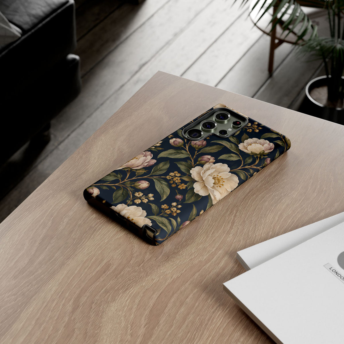 Dark Floral Samsung Galaxy Tough Case | Midnight Camellia