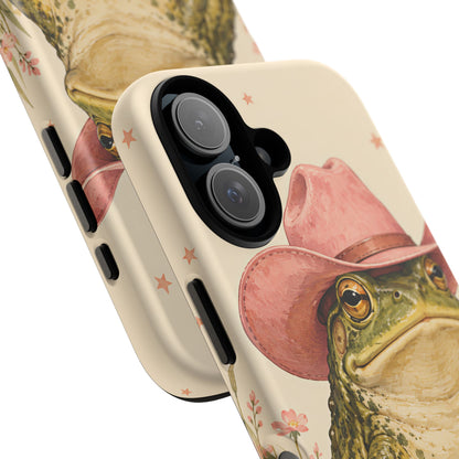 Cowboy Frog iPhone Tough Case | Pink Hat Bullfrog