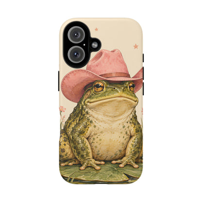 Cowboy Frog iPhone Tough Case | Pink Hat Bullfrog