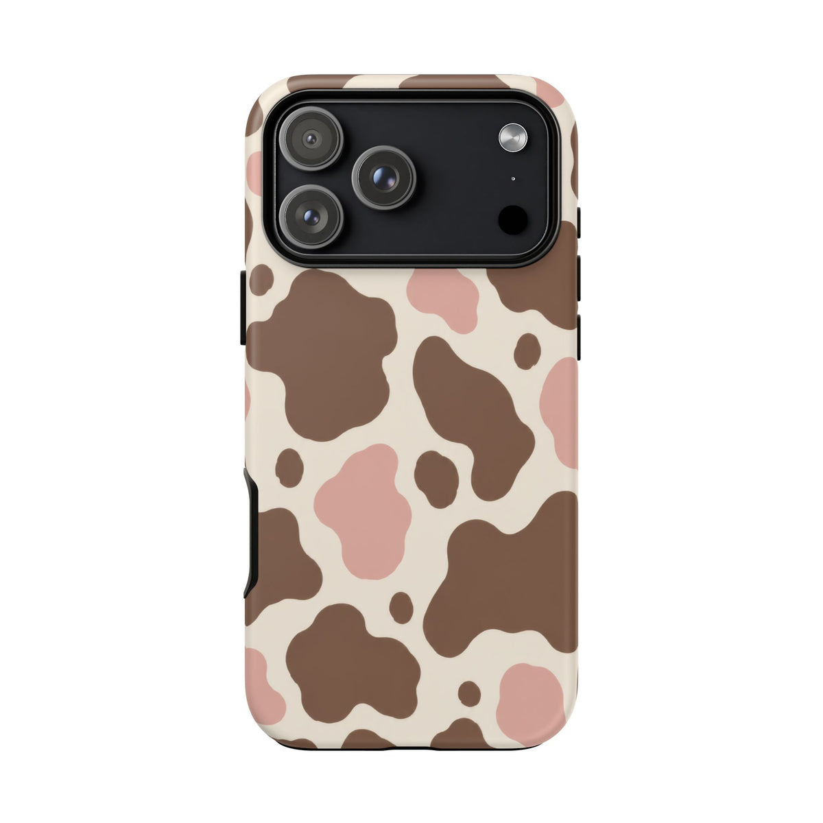 Mocha Blush iPhone Tough Case | Brown & Pink Cow Print