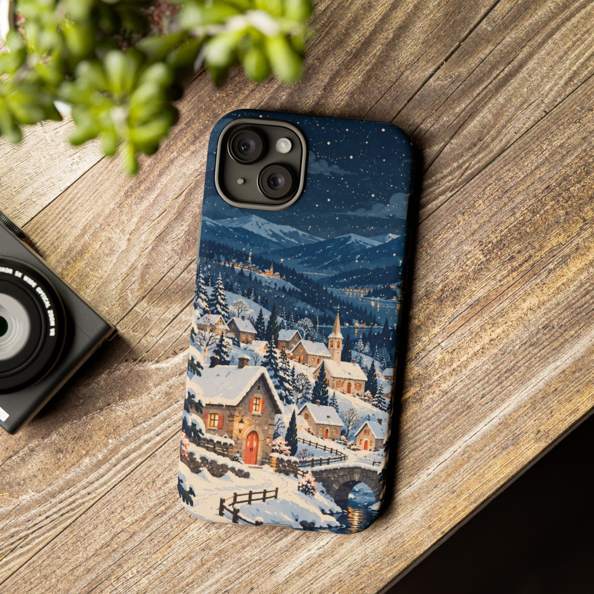 Snowfall on Juniper Lane iPhone Tough Case | christmas village