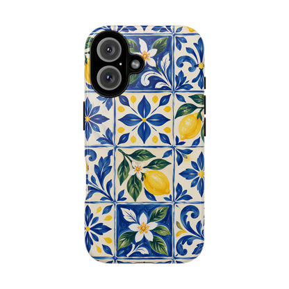 Blue Lemon Tile iPhone Tough Case | Azulejo Orchard