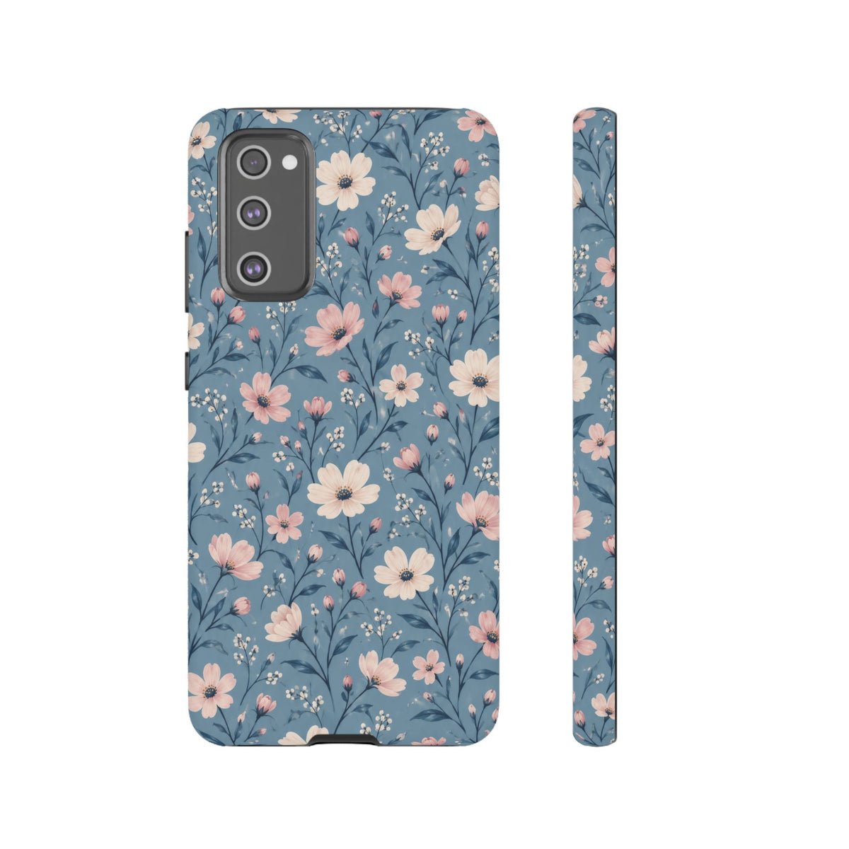 Blue Meadow Samsung Galaxy Tough Case | Pink & Ivory Floral on Blue