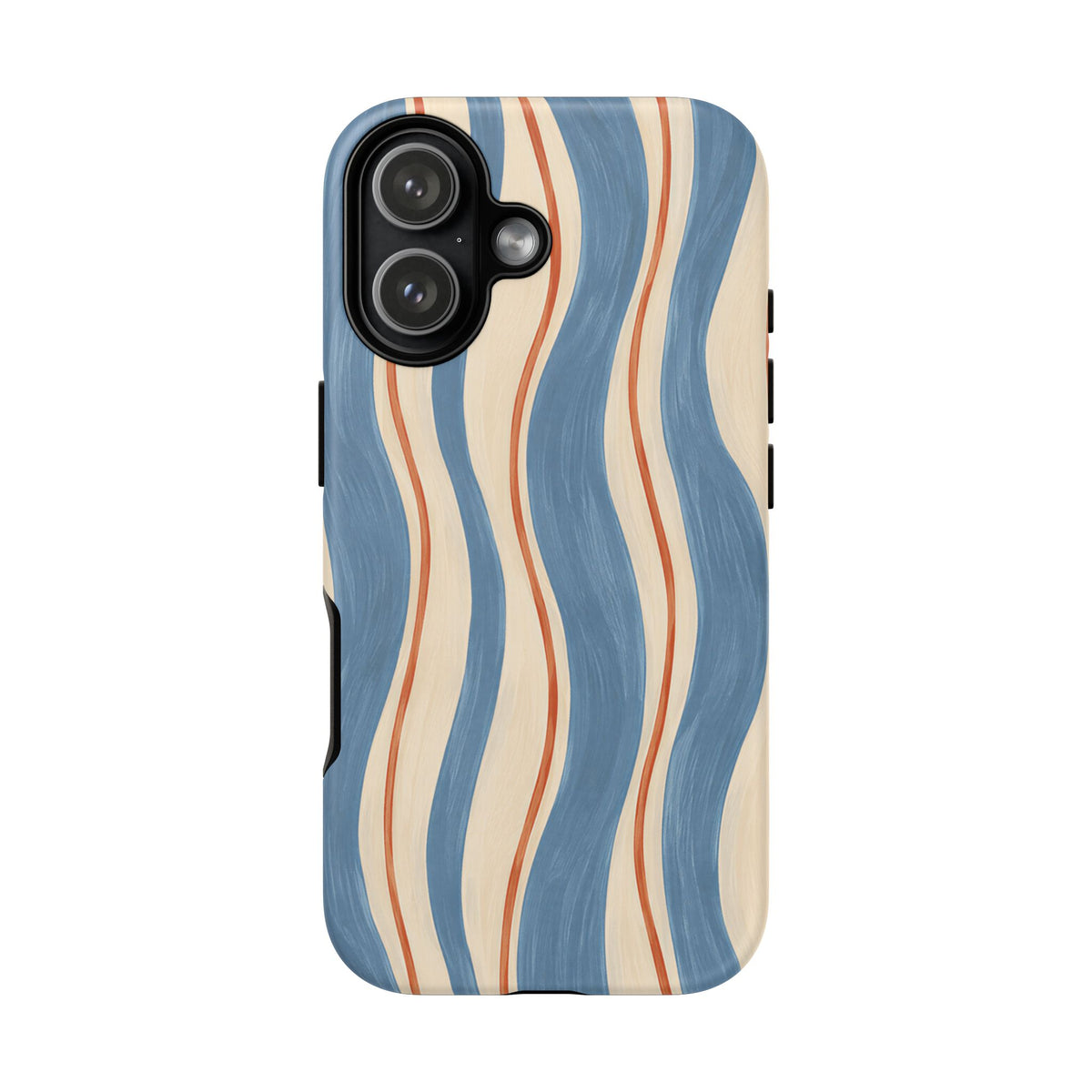 Blue Wavy Stripe iPhone Tough Case | Riviera Ribbons