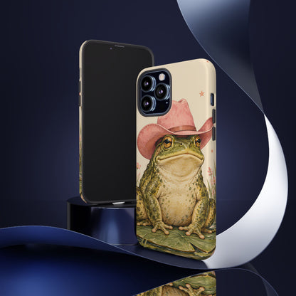 Cowboy Frog iPhone Tough Case | Pink Hat Bullfrog