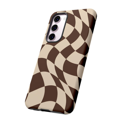 Espresso Wave Samsung Galaxy Tough Case | brown checkerboard
