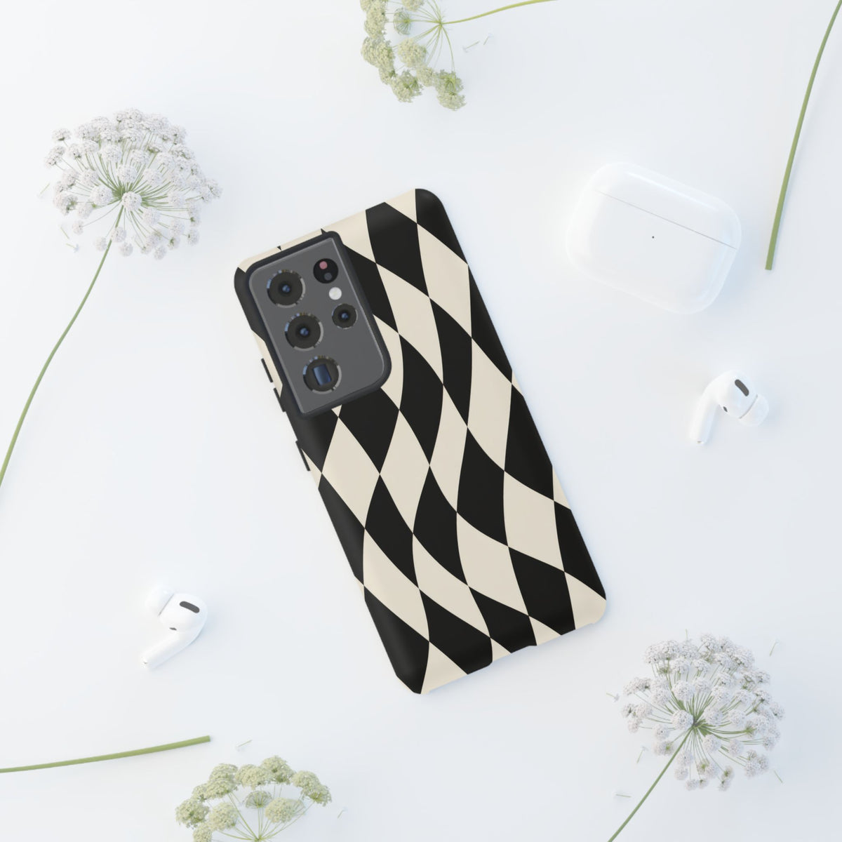 Harlequin Sway Samsung Galaxy Tough Case | Black & White Harlequin