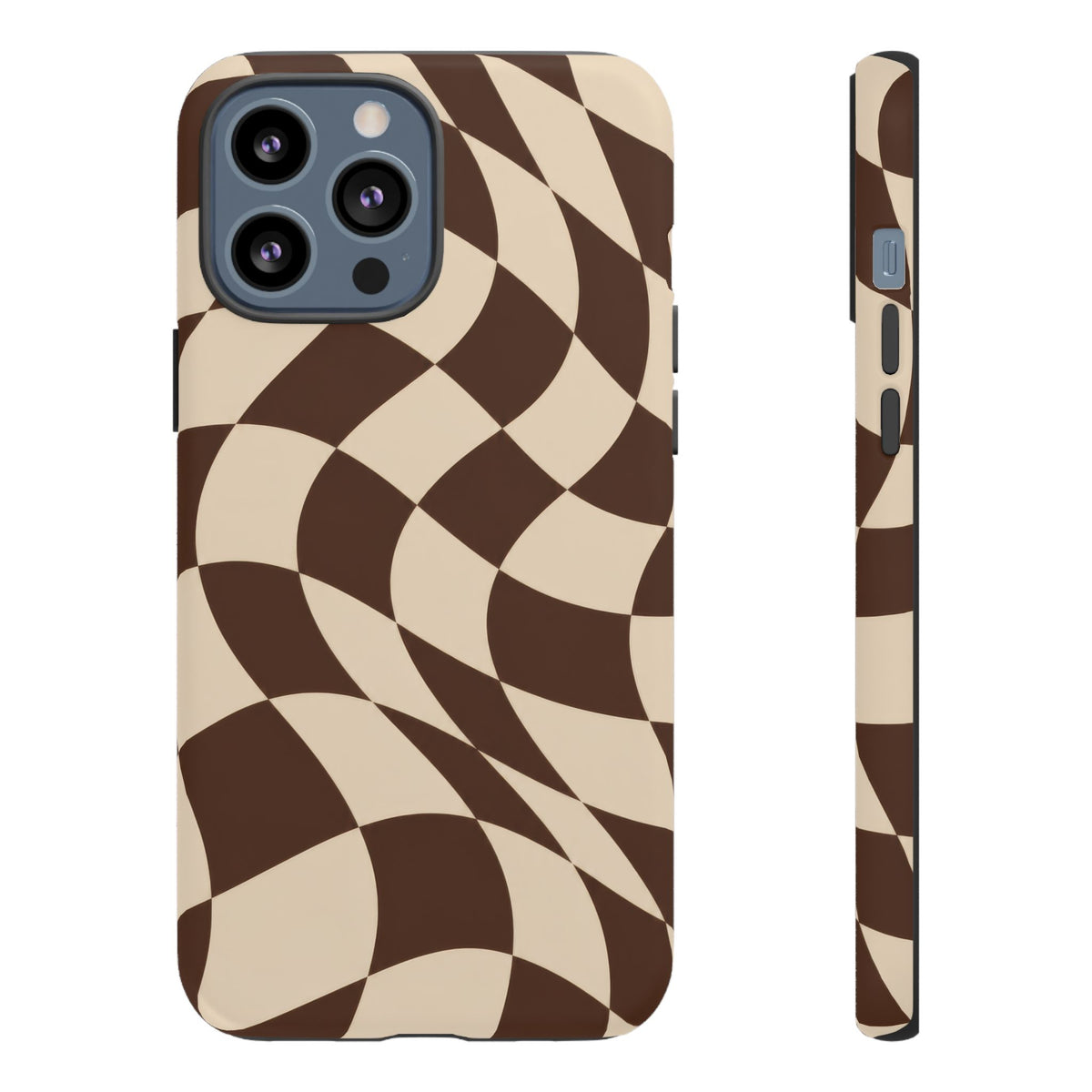 Espresso Wave iPhone Tough Case | brown checkerboard