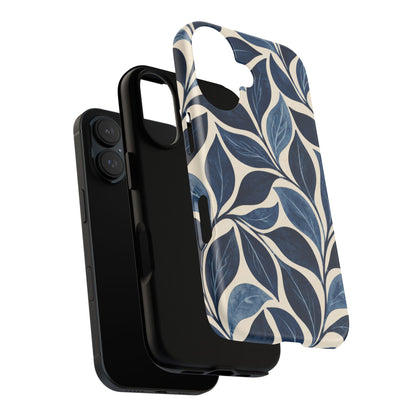 Indigo Folia iPhone Tough Case | Indigo & Ivory Leaf Pattern