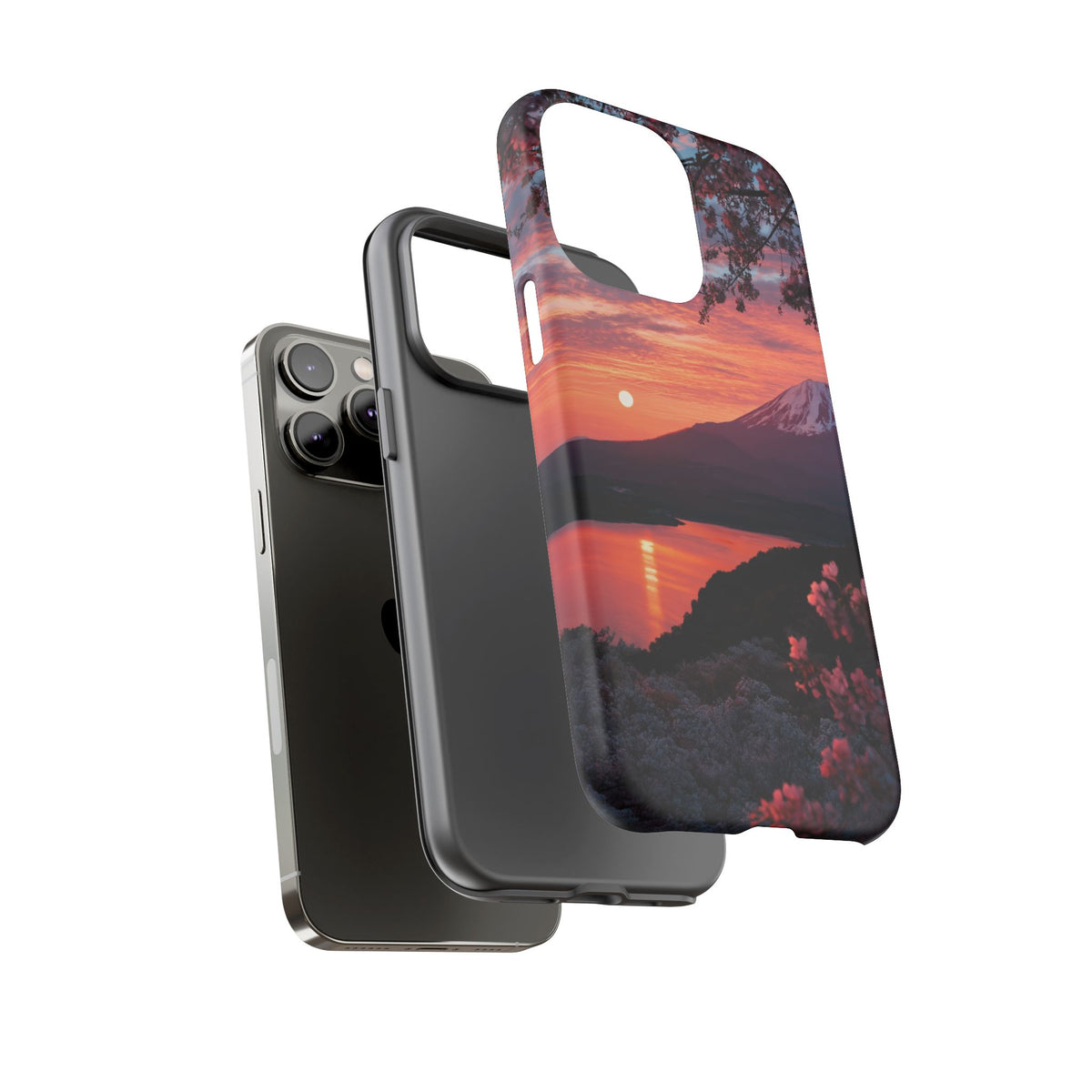 Fuji Moonlit Sakura iPhone Tough Phone Case