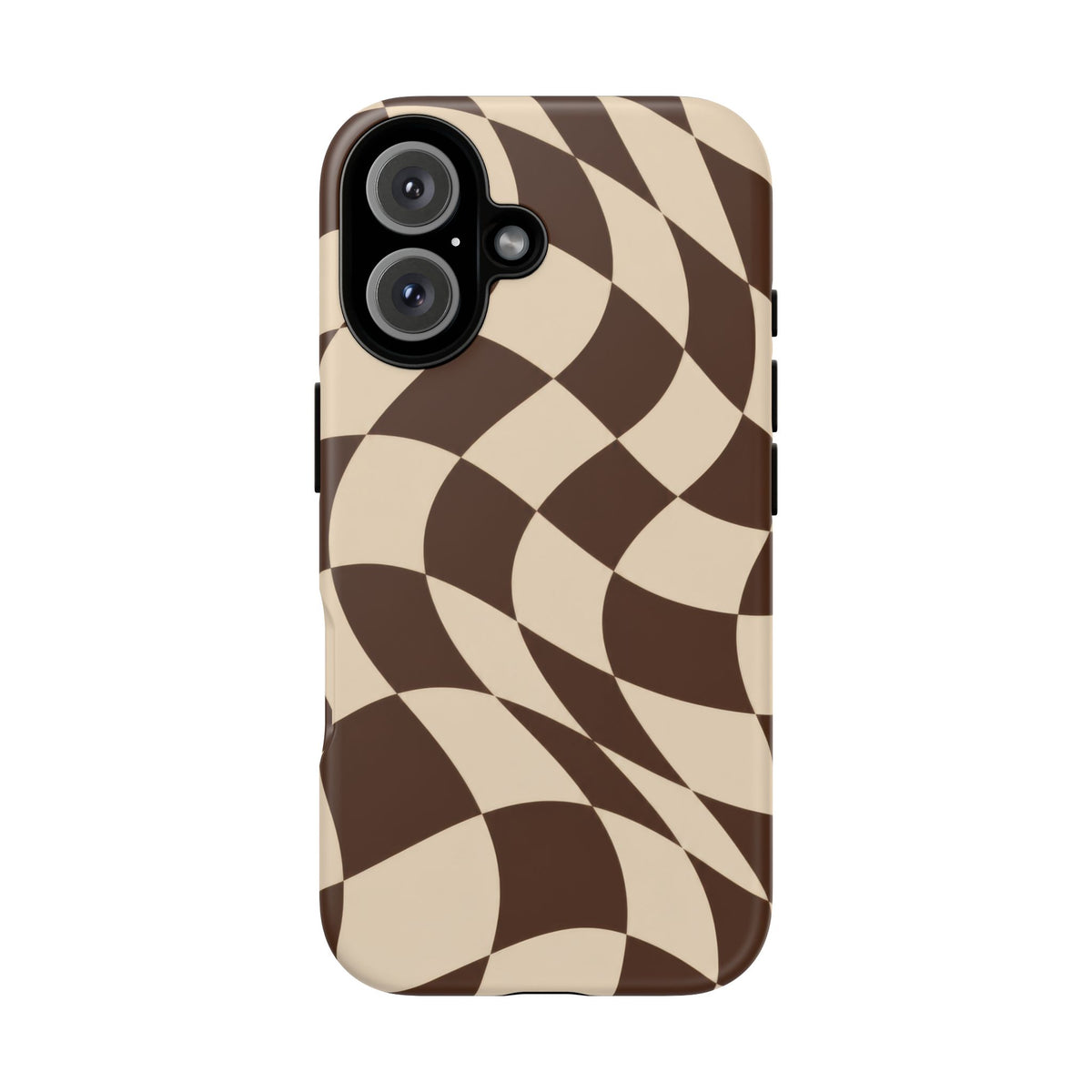 Espresso Wave iPhone Tough Case | brown checkerboard