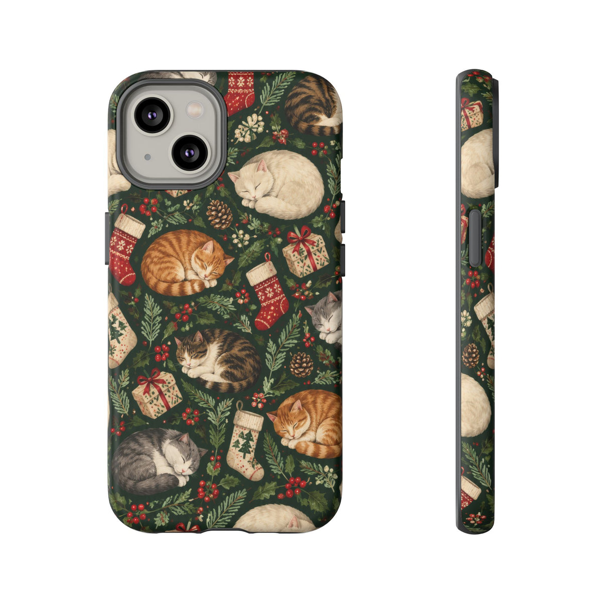 Christmas Cat Naps iPhone Tough Case | christmas cats