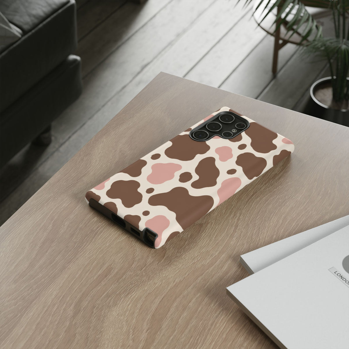 Mocha Blush Samsung Galaxy Tough Case | Brown & Pink Cow Print