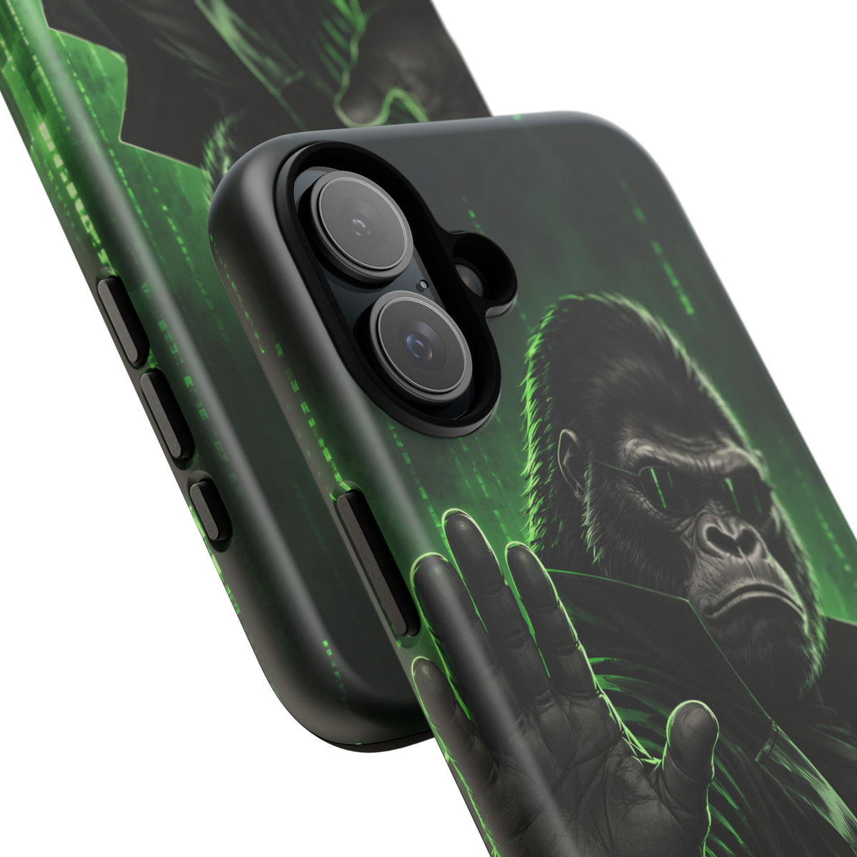 Cyberpunk Gorilla iPhone Tough Case | Neon Code Silverback