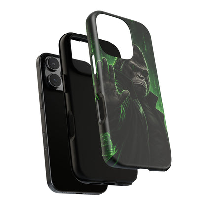 Cyberpunk Gorilla iPhone Tough Case | Neon Code Silverback