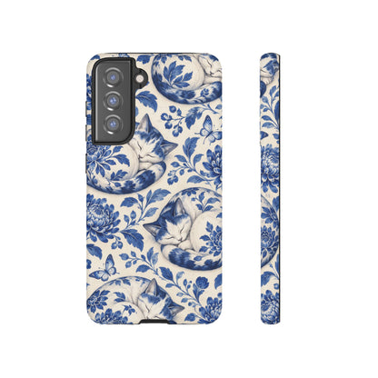 Porcelain Paws Samsung Galaxy Tough Case | blue cat pattern