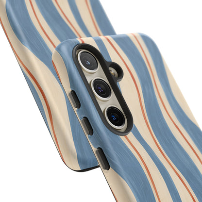 Blue Wavy Stripe Samsung Galaxy Tough Case | Riviera Ribbons