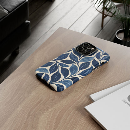Indigo Folia iPhone Tough Case | Indigo & Ivory Leaf Pattern