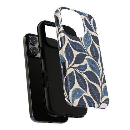 Indigo Folia iPhone Tough Case | Indigo & Ivory Leaf Pattern