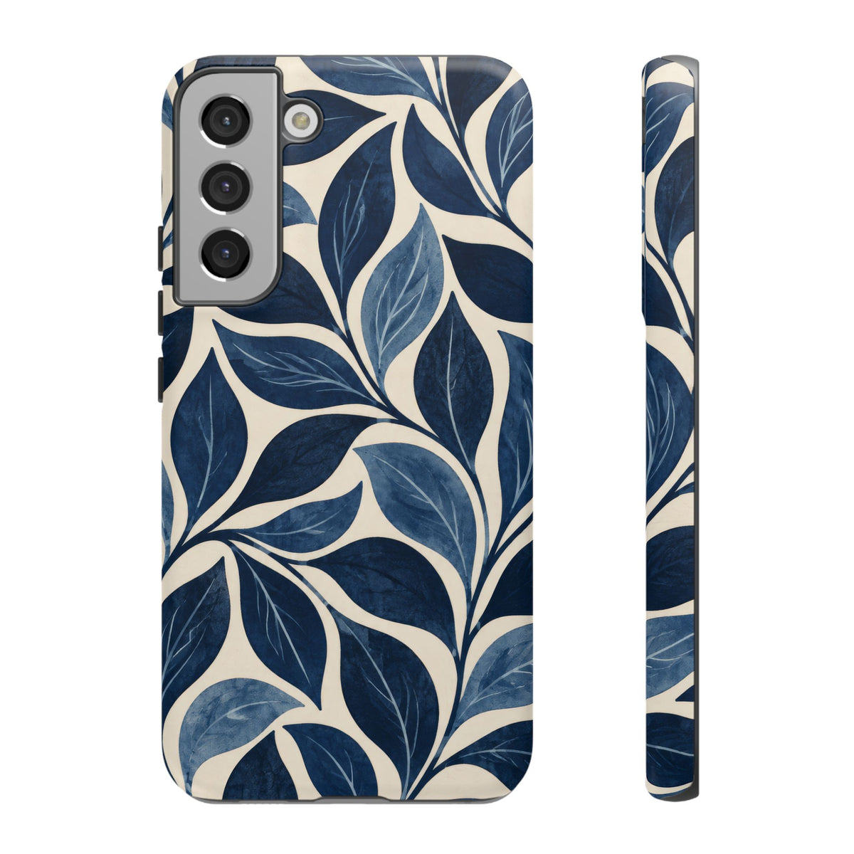 Indigo Folia Samsung Galaxy Tough Case | Indigo & Ivory Leaf Pattern