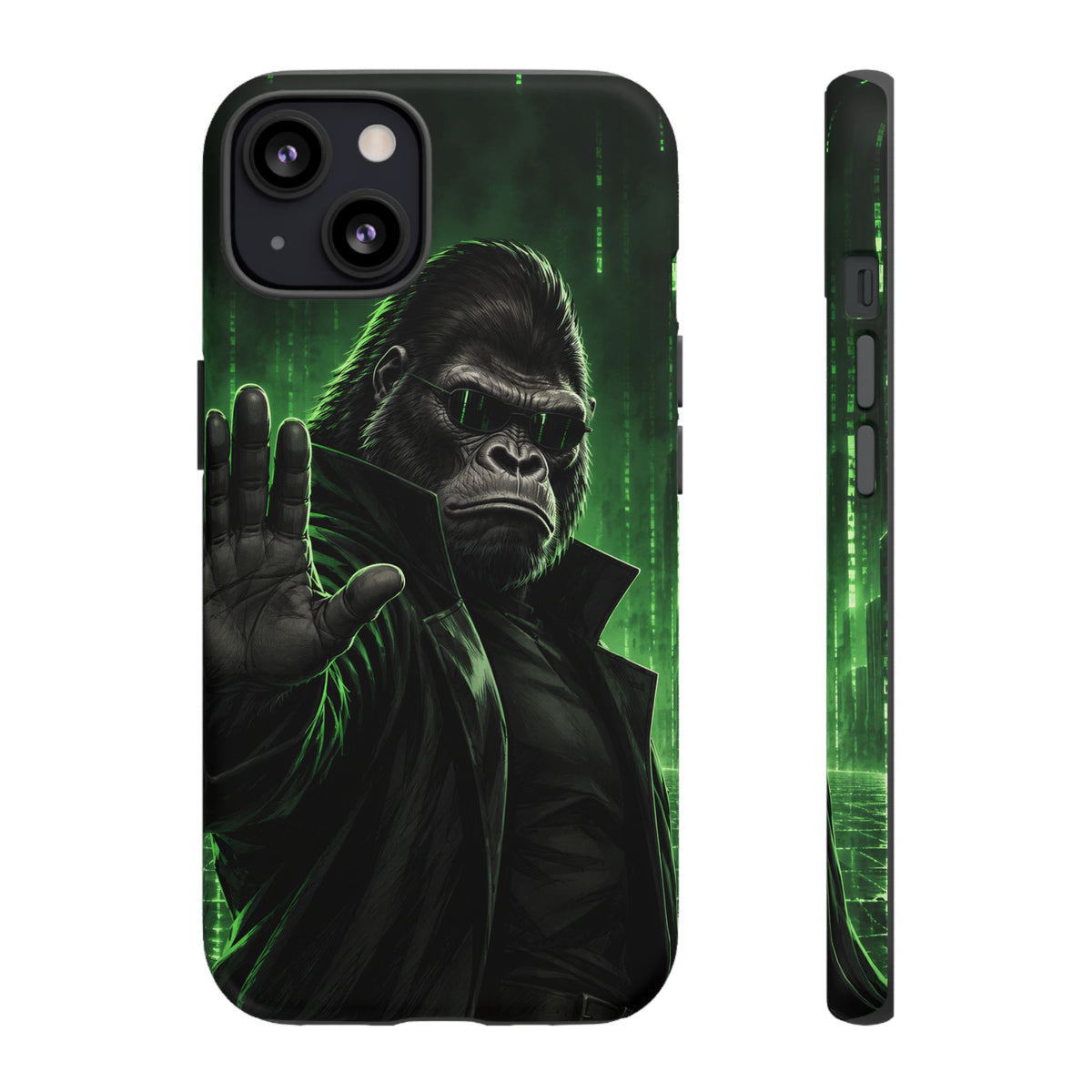 Cyberpunk Gorilla iPhone Tough Case | Neon Code Silverback