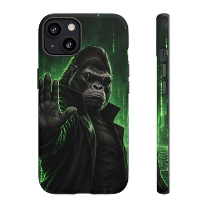 Cyberpunk Gorilla iPhone Tough Case | Neon Code Silverback