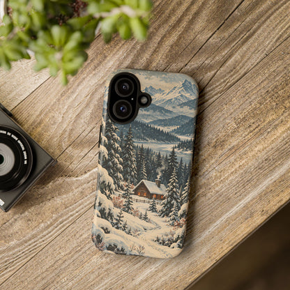 Vintage Winter Cabin Tough Phone Case