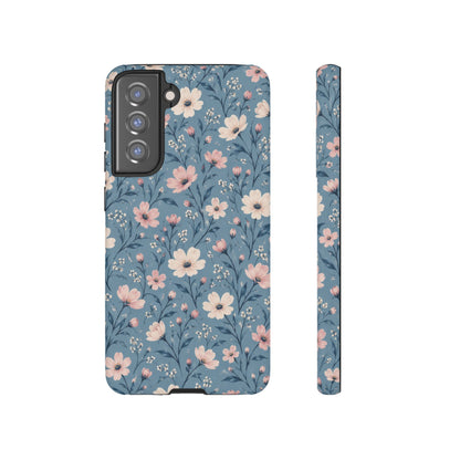 Blue Meadow Samsung Galaxy Tough Case | Pink & Ivory Floral on Blue