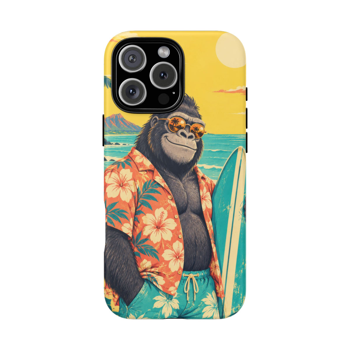 Banana Break iPhone Tough Case | Retro Surf Gorilla Art