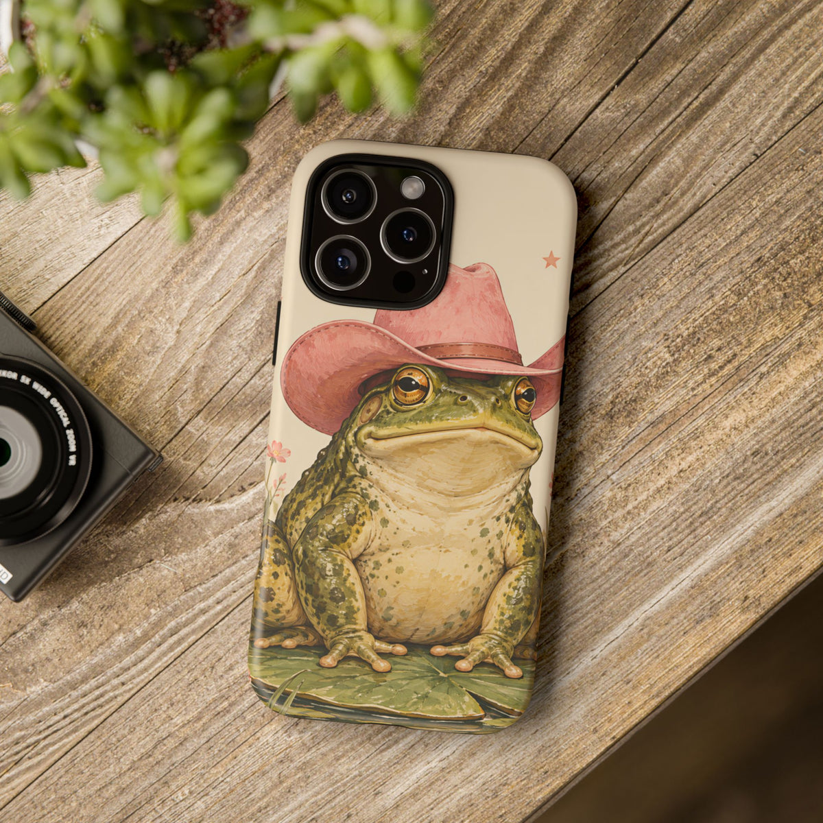 Cowboy Frog iPhone Tough Case | Pink Hat Bullfrog